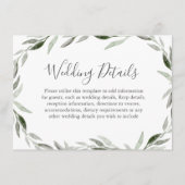 Watercolor Groene Blad Krans Trouwdetails Informatiekaartje (Voorkant)