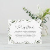 Watercolor Groene Blad Krans Trouwdetails Informatiekaartje (Staand voorkant)