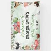 Watercolor Groene Bladeren Boerderij Dier Baby Sho Spandoek (Verticaal)