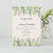 Watercolor Groene Bladeren Bruiloft Kaart (Staand voorkant)