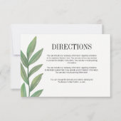 Watercolor Groene Bladeren Huwelijks Richtingaandu Kaart (Voorkant)