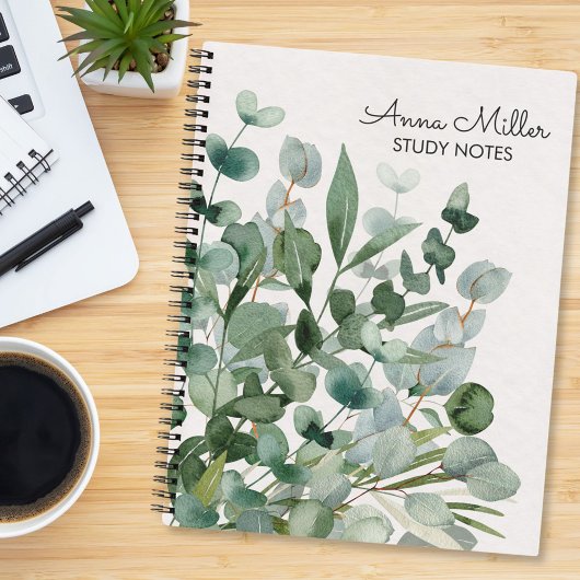 Watercolor Groene Bladeren Modern Notitieboek