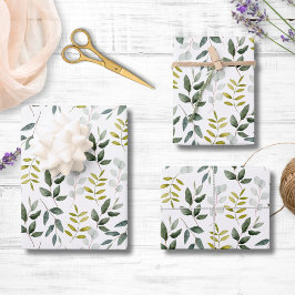 Watercolor Groene Bladeren Patroon Inpakpapier Vel
