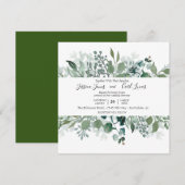 Watercolor Groene Bladeren Vierkant Kaart (Voorkant / Achterkant)