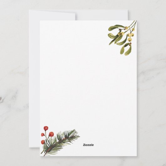 Watercolor Groene Bloemen Familie Foto Kerstmis Feestdagenkaart (Achterkant)