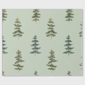 Watercolor Groene Bomen Cadeaupapier (Vlak)