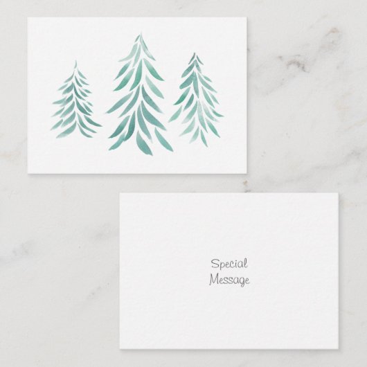 Watercolor Groene Bomen Penseelstreken  Notitiekaartje (Voorkant / Achterkant)
