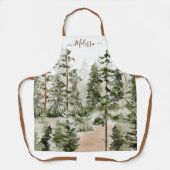 Watercolor Groene Bos Schort (Voorkant)