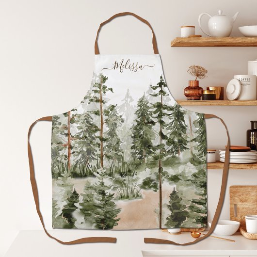 Watercolor Groene Bos Schort