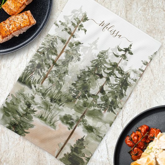 Watercolor Groene Bos Theedoek