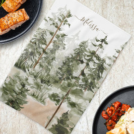 Watercolor Groene Bos Theedoek