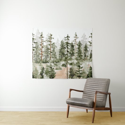 Watercolor Groene Bos Wandkleed (In Situ (horizontaal))