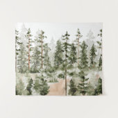 Watercolor Groene Bos Wandkleed (Voorkant (horizontaal))