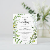 Watercolor groene budget bruiloft uitnodiging (Staand voorkant)