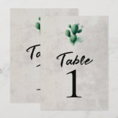 Watercolor Groene Cactus Grijze Tafelnummer Bruilo (Voorkant / Achterkant)