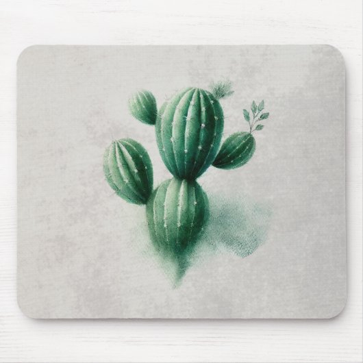 Watercolor Groene Cactus Zuidwest Muismat (Voorkant)