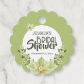 Watercolor groene Clivia bloemen Bruidsdouche Bedankjes Labels (Voorkant)