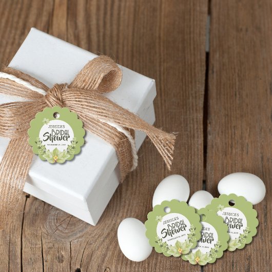 Watercolor groene Clivia bloemen Bruidsdouche Bedankjes Labels