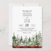 Watercolor groene dennenboom  & rode Buffalo Plaid Kaart (Voorkant)