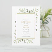 Watercolor Groene Doop Christening QR Code Kaart (Staand voorkant)