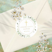 Watercolor Groene Doop Christening Ronde Sticker