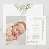 Watercolor Groene Doop Foto Kaart (Voorkant / Achterkant)