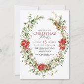 Watercolor Groene Elegante Bloemrijke Kerstfeest Kaart (Voorkant)