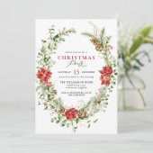 Watercolor Groene Elegante Bloemrijke Kerstfeest Kaart (Staand voorkant)