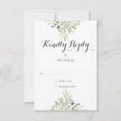 Watercolor Groene Elegante Scriptie Bruiloft RSVP Kaartje (Voorkant)