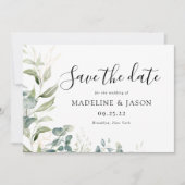 Watercolor Groene Eucalyptus Gouden Bruiloft Save The Date (Voorkant)