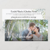 Watercolor groene foto Trouwreceptie Save The Date (Voorkant / Achterkant)