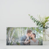 Watercolor groene foto Trouwreceptie Save The Date (Staand voorkant)