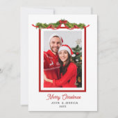 Watercolor Groene Fotolijst Feestdagenkaart (Voorkant)