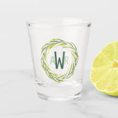 Watercolor Groene Frame Monogram ID667 Shot Glas (Voorkant)