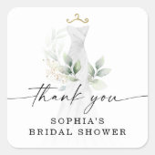 Watercolor Groene Goud Bruidsontbijt Bedankt Vierkante Sticker (Voorkant)