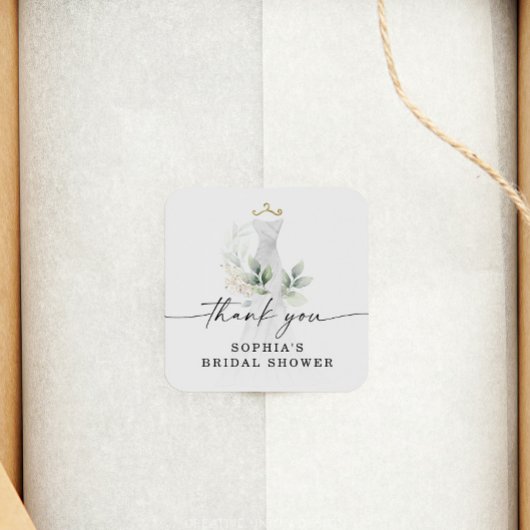 Watercolor Groene Goud Bruidsontbijt Bedankt Vierkante Sticker