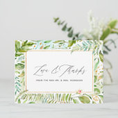 Watercolor Groene Huwelijk Bedankkaart (Staand voorkant)