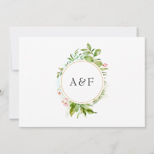 Watercolor Groene Huwelijk Bedankkaart (Achterkant)