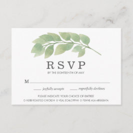 Watercolor Groene Huwelijksmaaltijd Keuze RSVP Kaa Kaartje