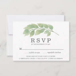 Watercolor Groene Huwelijksmaaltijd Keuze RSVP Kaa Kaartje