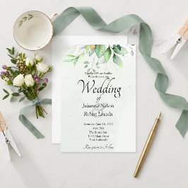 Watercolor groene huwelijksuitnodiging kaart