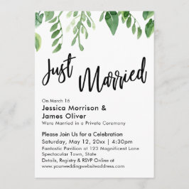 Watercolor Groene Just Married Viering Kaart