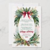 Watercolor Groene Kerstkaart Kaart (Achterkant)