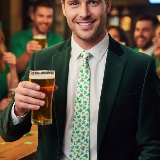 Watercolor groene klaver St. Patrick's day Stropdas