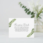Watercolor Groene Lente Trouwdetails Informatiekaartje (Staand voorkant)