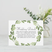 Watercolor Groene Lente Trouwreceptie Informatiekaartje (Staand voorkant)