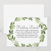 Watercolor Groene Lente Trouwreceptie Informatiekaartje (Voorkant / Achterkant)