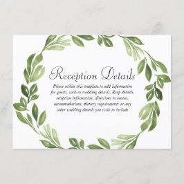Watercolor Groene Lente Trouwreceptie Informatiekaartje