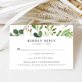 Watercolor Groene Maaltijdkeuze Bruiloft RSVP Kaartje