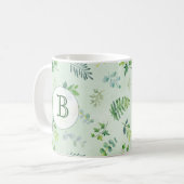 Watercolor Groene Monogram Koffiemok (Voorkant links)